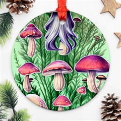 Natural Mushrooms Round Ornament (two Sides)