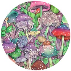 Vintage Mushroom Garden Wooden Puzzle Round