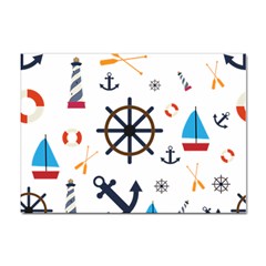 Marine Nautical Seamless Lifebuoy Anchor Pattern Sticker A4 (10 Pack) by Jancukart