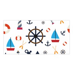 Marine Nautical Seamless Lifebuoy Anchor Pattern Satin Shawl 45  X 80  by Jancukart