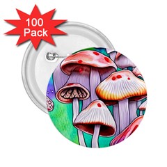 Tiny Mushrooms In A Forest 2 25  Buttons (100 Pack)  by GardenOfOphir