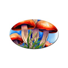 Garden Mushrooms In A Flowery Craft Sticker (oval) by GardenOfOphir