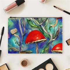 Woodsy Mushroom Forest Foraging Cosmetic Bag (large) by GardenOfOphir