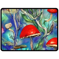 Woodsy Mushroom Forest Foraging Fleece Blanket (large) by GardenOfOphir