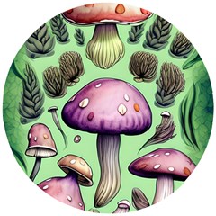 Witchy Forest Mushroom Wooden Puzzle Round by GardenOfOphir