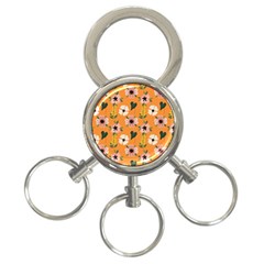 Flower Orange Pattern Floral 3-ring Key Chain by Dutashop