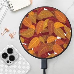 Watercolor Leaves Leaf Orange Wireless Fast Charger(black) by Jancukart