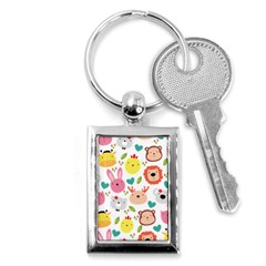 Cute Animals Cartoon Seamless Background Key Chain (rectangle)