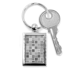 Black And White Geometric Patterns Key Chain (rectangle)