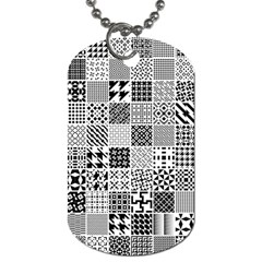 Black And White Geometric Patterns Dog Tag (one Side) by Jancukart