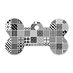 Black And White Geometric Patterns Dog Tag Bone (one Side)