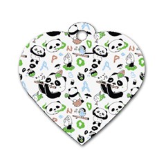 Giant Panda Bear Pattern Dog Tag Heart (one Side)