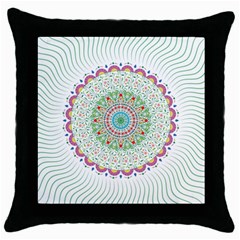 Flower Abstract Floral Hand Ornament Hand Drawn Mandala Throw Pillow Case (black)