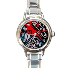 Multicolored Doodle Art Street Art Round Italian Charm Watch