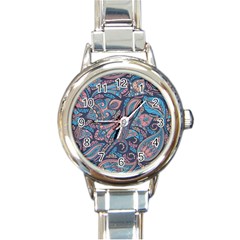 Background Ornament Paisley Round Italian Charm Watch