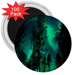 Aurora Northern Lights Celestial Magical Astronomy 3  Magnets (100 Pack) by Jancukart