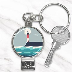 Lighthouse Ocean Nautical Sea Minimal Minimalist Nail Clippers Key Chain by Pakemis