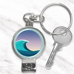 Tsunami Tidal Wave Wave Minimalist Ocean Sea 4 Nail Clippers Key Chain