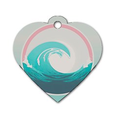 Tidal Wave Ocean Sea Tsunami Wave Minimalist Dog Tag Heart (one Side) by Pakemis