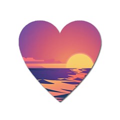 Sunset Ocean Beach Water Tropical Island Vacation Heart Magnet by Pakemis