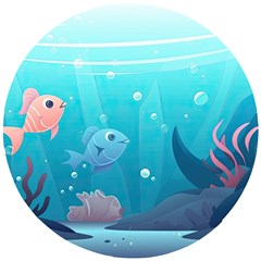 Ai Generated Ocean Sea Fish Aquatic Water Nature 4 Wooden Puzzle Round by Pakemis