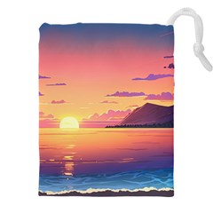 Sunset Ocean Beach Water Tropical Island Vacation 3 Drawstring Pouch (4xl)