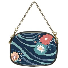 Waves Flowers Pattern Water Floral Minimalist Chain Purse (two Sides) by Pakemis