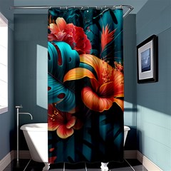 Ai Generated Tropical Flowers Floral Floral Pattern Shower Curtain 36  X 72  (stall)  by Pakemis