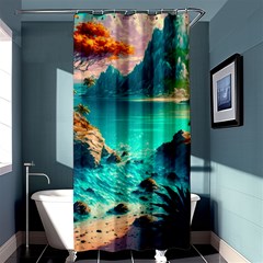 Tropical Paradise Beach Ocean Shore Sea Fantasy Shower Curtain 36  X 72  (stall)  by Pakemis