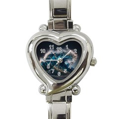 Tsunami Waves Ocean Sea Water Rough Seas 5 Heart Italian Charm Watch by Pakemis