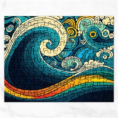 Waves Wave Ocean Sea Abstract Whimsical Abstract Art Rectangular Jigsaw Puzzl by Pakemis