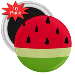 Watermelon Fruit Food Healthy Vitamins Nutrition 3  Magnets (10 Pack)  by Wegoenart