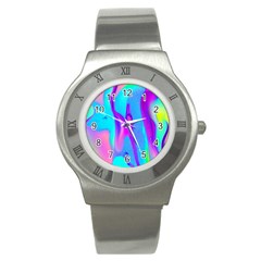 Colorful Abstract Fluid Art Pattern Stainless Steel Watch by GardenOfOphir