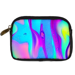 Colorful Abstract Fluid Art Pattern Digital Camera Leather Case by GardenOfOphir