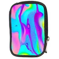 Colorful Abstract Fluid Art Pattern Compact Camera Leather Case by GardenOfOphir