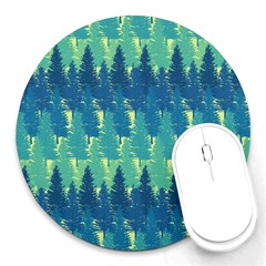 Christmas Trees Pattern Digital Paper Seamless Round Mousepad