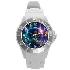 Fantasy People Mysticism Composing Round Plastic Sport Watch (l)