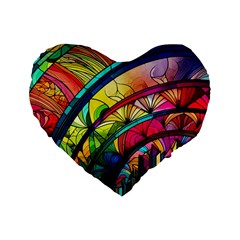 Stained Glass Window Standard 16  Premium Heart Shape Cushions