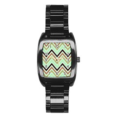 Chevron Iii Stainless Steel Barrel Watch by GardenOfOphir