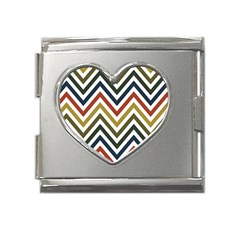 Chevron Ii Mega Link Heart Italian Charm (18mm) by GardenOfOphir