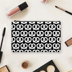 Black And White Pretzel Illustrations Pattern Cosmetic Bag (medium) by GardenOfOphir