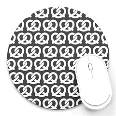 Gray Pretzel Illustrations Pattern Round Mousepad by GardenOfOphir