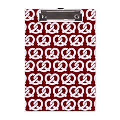 Red Pretzel Illustrations Pattern A5 Acrylic Clipboard by GardenOfOphir