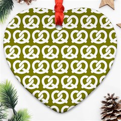 Olive Pretzel Illustrations Pattern Ornament (heart) by GardenOfOphir