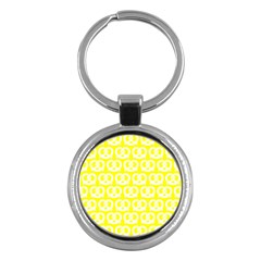 Yellow Pretzel Illustrations Pattern Key Chain (round) by GardenOfOphir