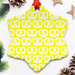 Yellow Pretzel Illustrations Pattern Snowflake Ornament (two Sides) by GardenOfOphir