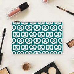 Teal Pretzel Illustrations Pattern Cosmetic Bag (medium) by GardenOfOphir