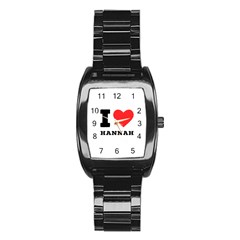 I Love Hannah Stainless Steel Barrel Watch by ilovewhateva