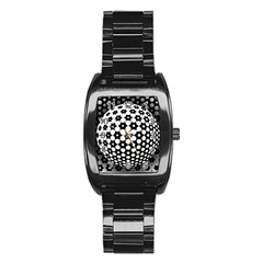 Sphere Spherical Circular Monochrome Circle Art Stainless Steel Barrel Watch by Jancukart