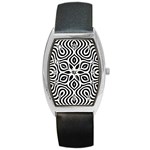 Pattern Wave Symmetry Monochrome Abstract Barrel Style Metal Watch Front